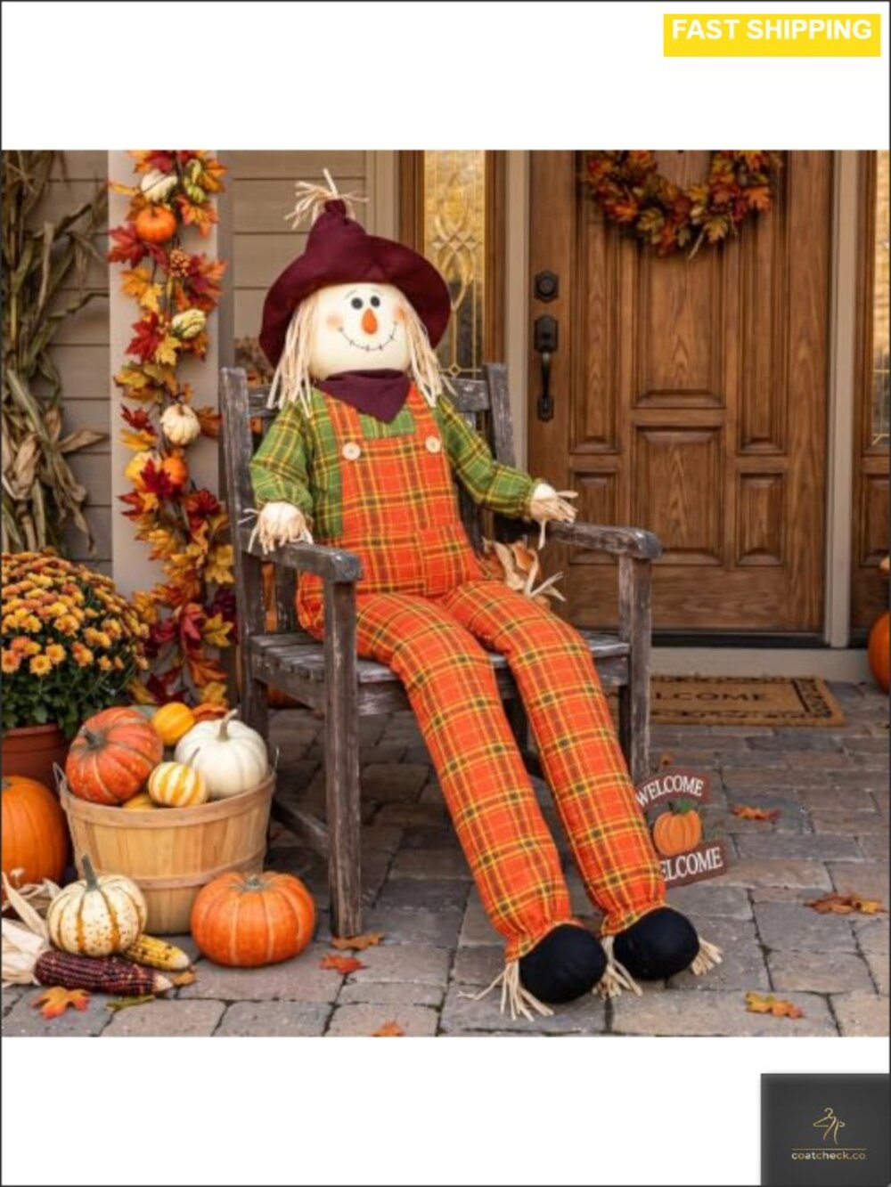 60 Inch Large Scarecrow Fall Outdoor Indoor Garden Yard Decoration